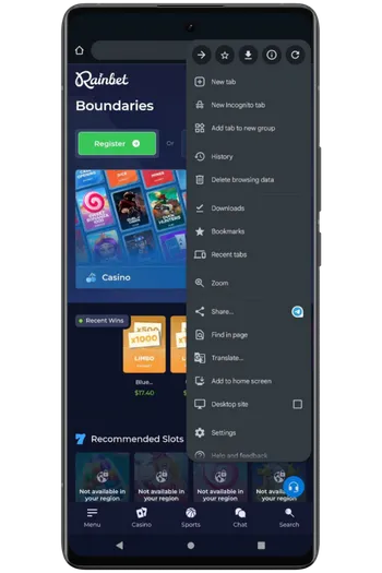 Rainbet Add to Home Screen