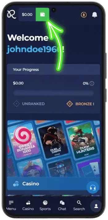 RainBet NZ Create the account and open the wallet